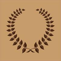 Laurel wreath icon. Coat of arms made of laurel branches. Sign isolated on brown background. Set of foliate award wreaths for film festival.Vector illustration. vector