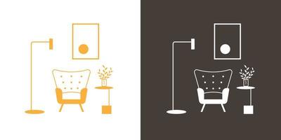 Living room icon. Furniture and interior design. Vector icon.