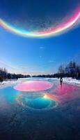 person standing on top of a frozen lake. . photo