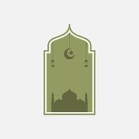 oriental style Islamic windows and arches ramadan concept with mosque, moon and lantern vector