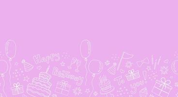 Horizontal doodle pattern with birthday elements vector