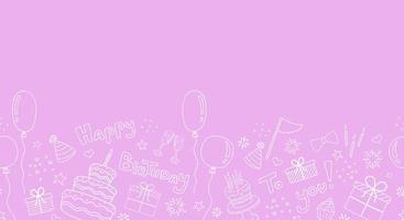 Horizontal doodle pattern with birthday elements vector