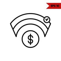 money coin with arch and check list in button line icon vector