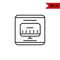 computer in frame line icon vector