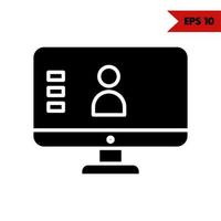 person in monitor computer glyph icon vector