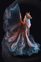 digital painting of a fox in a flowing dress. . photo