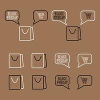 Set of shopping bag with black friday notifications vector