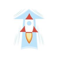 Rocket icon with an up arrow vector