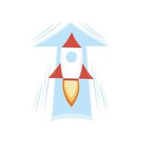 Rocket icon with an up arrow vector