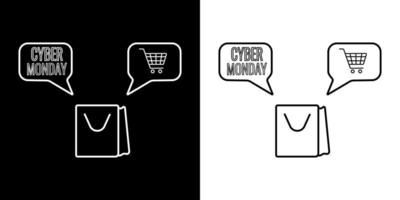 Shopping bags with cyber monday notifications vector