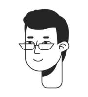 Intelligent man with eyeglasses flat line monochromatic vector character head. Simple outline avatar icon. Editable cartoon user portrait. Lineart spot illustration for web graphic design, animation