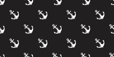 Anchor seamless pattern vector helm maritime nautical sea ocean boat isolated wallpaper background black