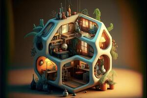 house in the shape of a hexagon. . photo