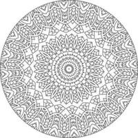Simple doodle mandala with floral and heart patterns on a white isolated background. For coloring book pages. vector