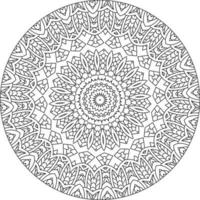 Simple doodle mandala with floral and heart patterns on a white isolated background. For coloring book pages. vector