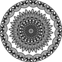 Simple doodle mandala with floral and heart patterns on a white isolated background. For coloring book pages. vector