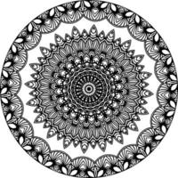 Simple doodle mandala with floral and heart patterns on a white isolated background. For coloring book pages. vector