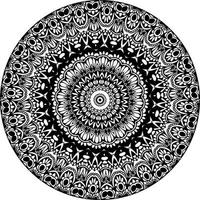Simple doodle mandala with floral and heart patterns on a white isolated background. For coloring book pages. vector