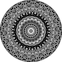 Simple doodle mandala with floral and heart patterns on a white isolated background. For coloring book pages. vector