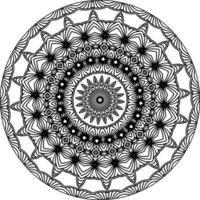 Simple doodle mandala with floral and heart patterns on a white isolated background. For coloring book pages. vector
