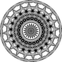 Simple doodle mandala with floral and heart patterns on a white isolated background. For coloring book pages. vector