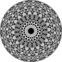 Simple doodle mandala with floral and heart patterns on a white isolated background. For coloring book pages. vector