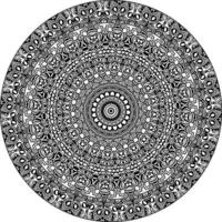 Simple doodle mandala with floral and heart patterns on a white isolated background. For coloring book pages. vector