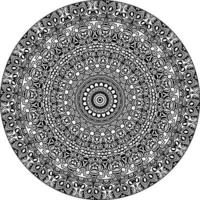 Simple doodle mandala with floral and heart patterns on a white isolated background. For coloring book pages. vector