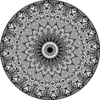 Simple doodle mandala with floral and heart patterns on a white isolated background. For coloring book pages. vector