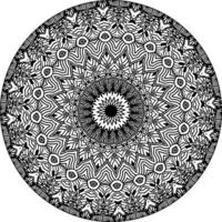 Simple doodle mandala with floral and heart patterns on a white isolated background. For coloring book pages. vector