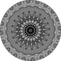 Simple doodle mandala with floral and heart patterns on a white isolated background. For coloring book pages. vector