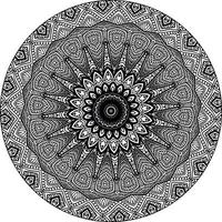 Simple doodle mandala with floral and heart patterns on a white isolated background. For coloring book pages. vector