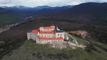 Aerial zoom orbiting view - left of castle Krasna Horka video