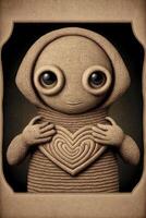 muy linda pequeño extraterrestre participación un corazón. generativo ai. foto