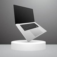 3D Silver Laptop Mockup vector