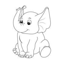 Elephant coloring page for kids Hand drawn elephant outline illustration vector