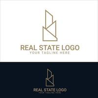 Black and gold color Corporate logo design for real estate with geometric shapes vector