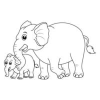 elefante colorante página para niños mano dibujado elefante contorno ilustración vector