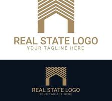 Black and gold color Corporate logo design for real estate with geometric shapes vector