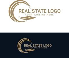 Black and gold color Corporate logo design for real estate with geometric shapes vector