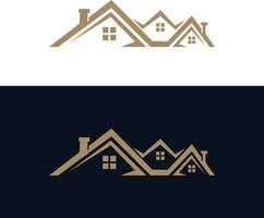 Black and gold color Corporate logo design for real estate with geometric shapes vector