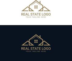 Black and gold color Corporate logo design for real estate with geometric shapes vector