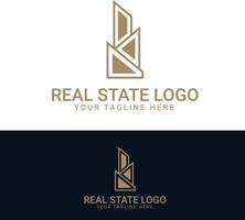negro y oro color corporativo logo diseño para real inmuebles con geométrico formas vector