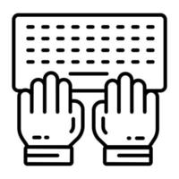 manos en teclado concepto de mecanografía vector, único icono vector