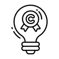 Idea bulb with copyright badge vector design of intellectual property