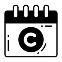 Calendar with copyright mark vector design, easy to use icon