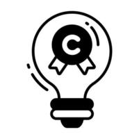 Idea bulb with copyright badge vector design of intellectual property