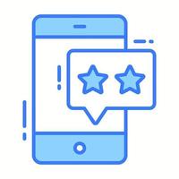 Stars inside chat bubble with mobile denoting mobile app rating vector