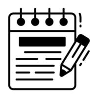 Trendy vector design of notepad, writing pad concept