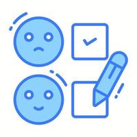 Emojis with checkmark and pencil, concept of feedback vector